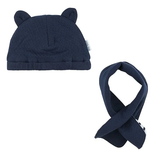 Parure Bonnet + Tour de cou   Blue Berry        6-12 mois   de               P'tit bisou