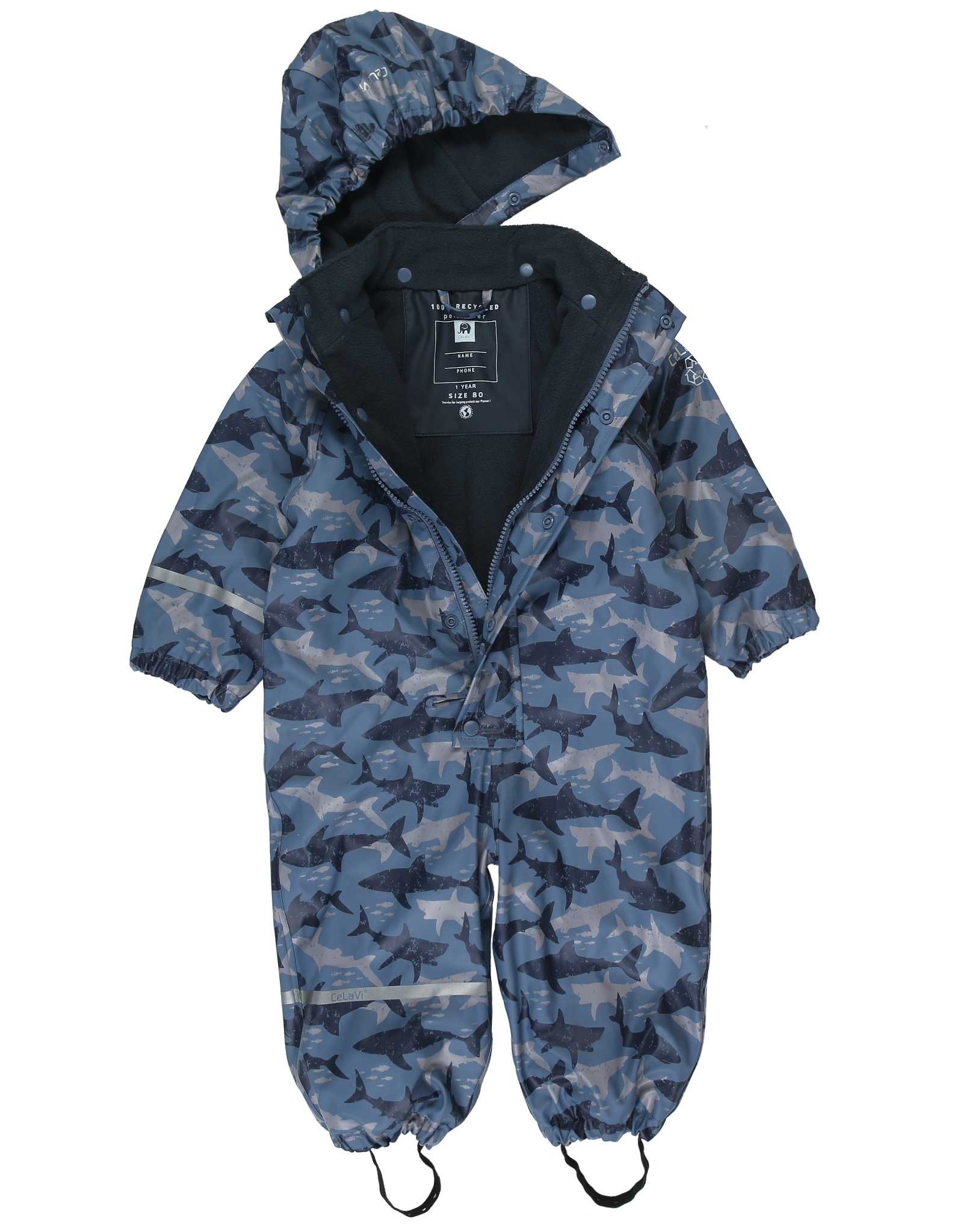 Regenoverall HAISCHWARM mit Innenfleece in china blue