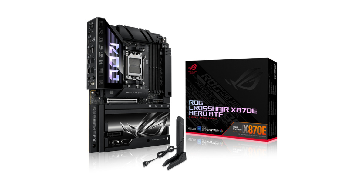 ASUSROG CROSSHAIR X870E HERO BTF socket AM5 moederbord  (5Gb-LAN, 2.5Gb-LAN, Wi-Fi 7, BT, Sound, ATX)