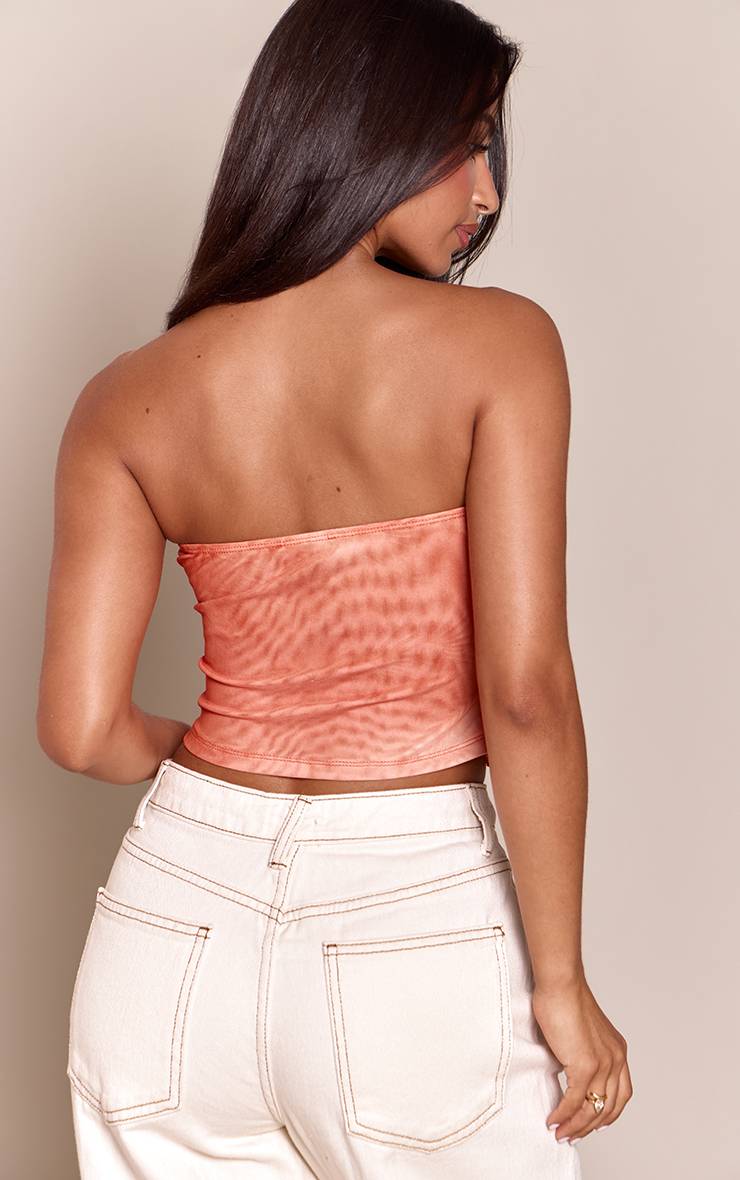 Orange Haut Bandeau En Mesh À Volants Avec Détail De Lien Petite Ombre