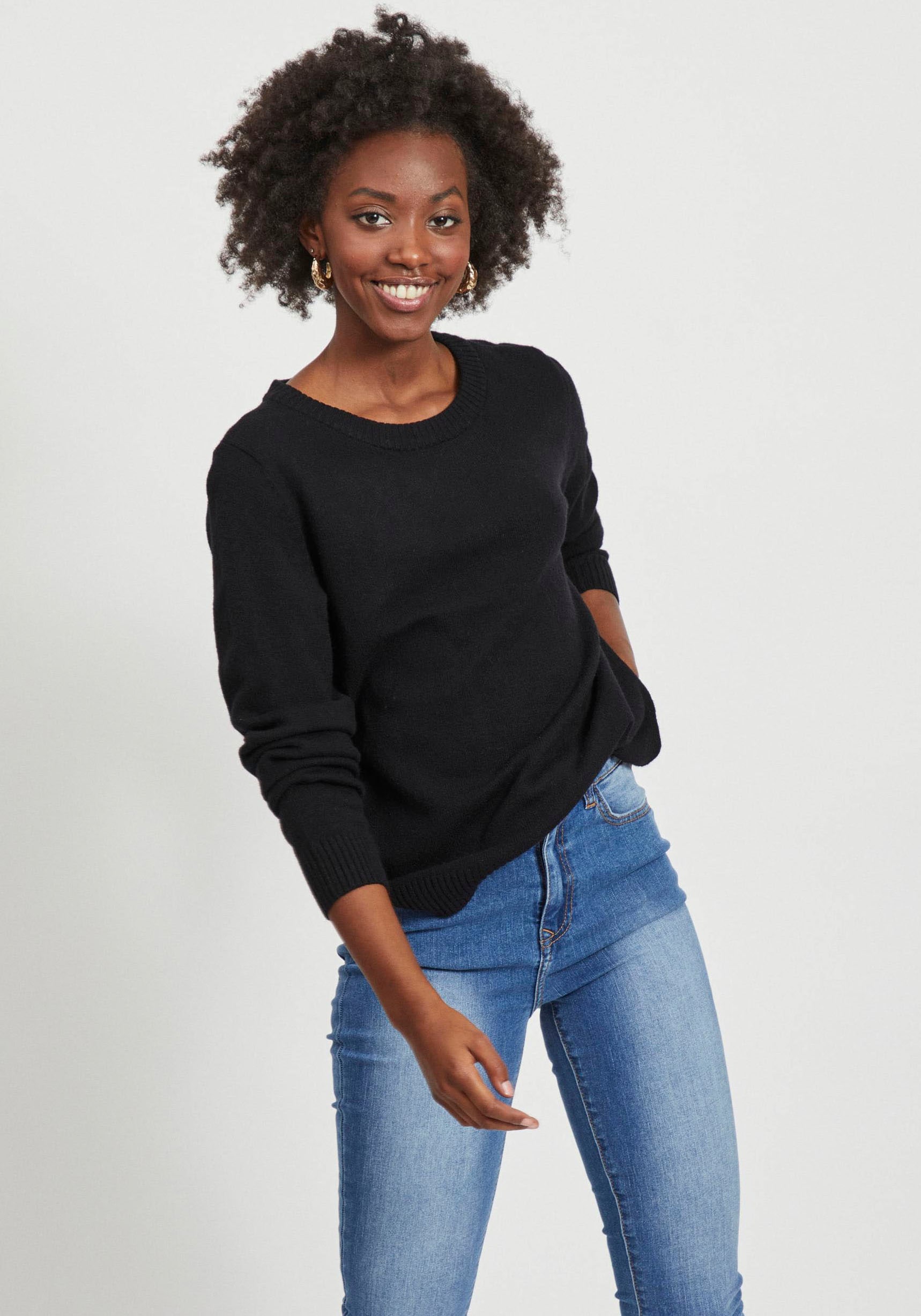 Vila Rundhalspullover »VIRIL-O-PULLI«, Feinstrick mit feinen Strickdetails