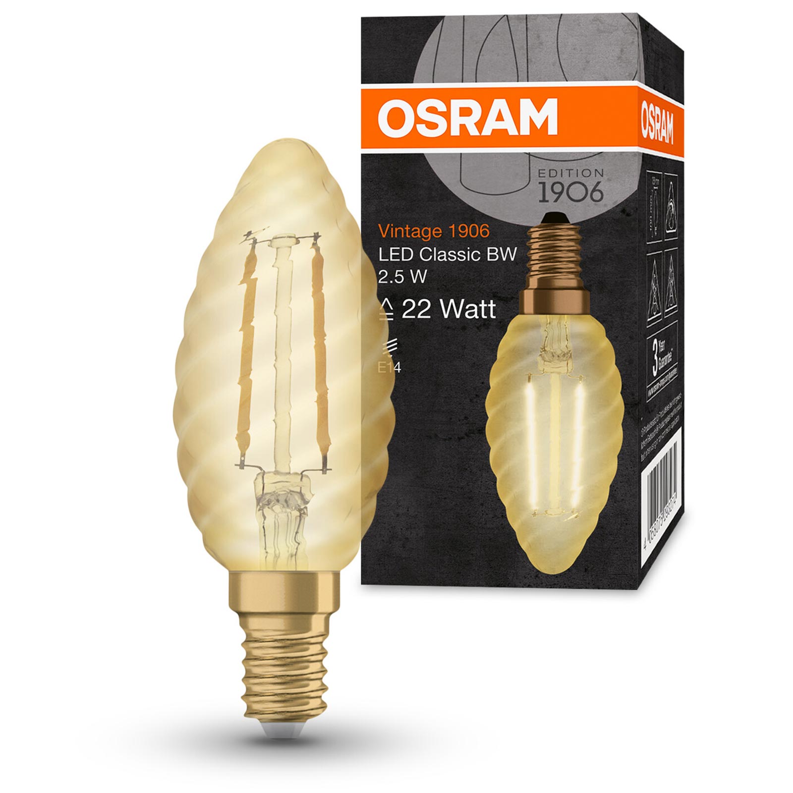 LED-Leuchtmittel 1906 CLB22 - Filament Twisterkerze - E14