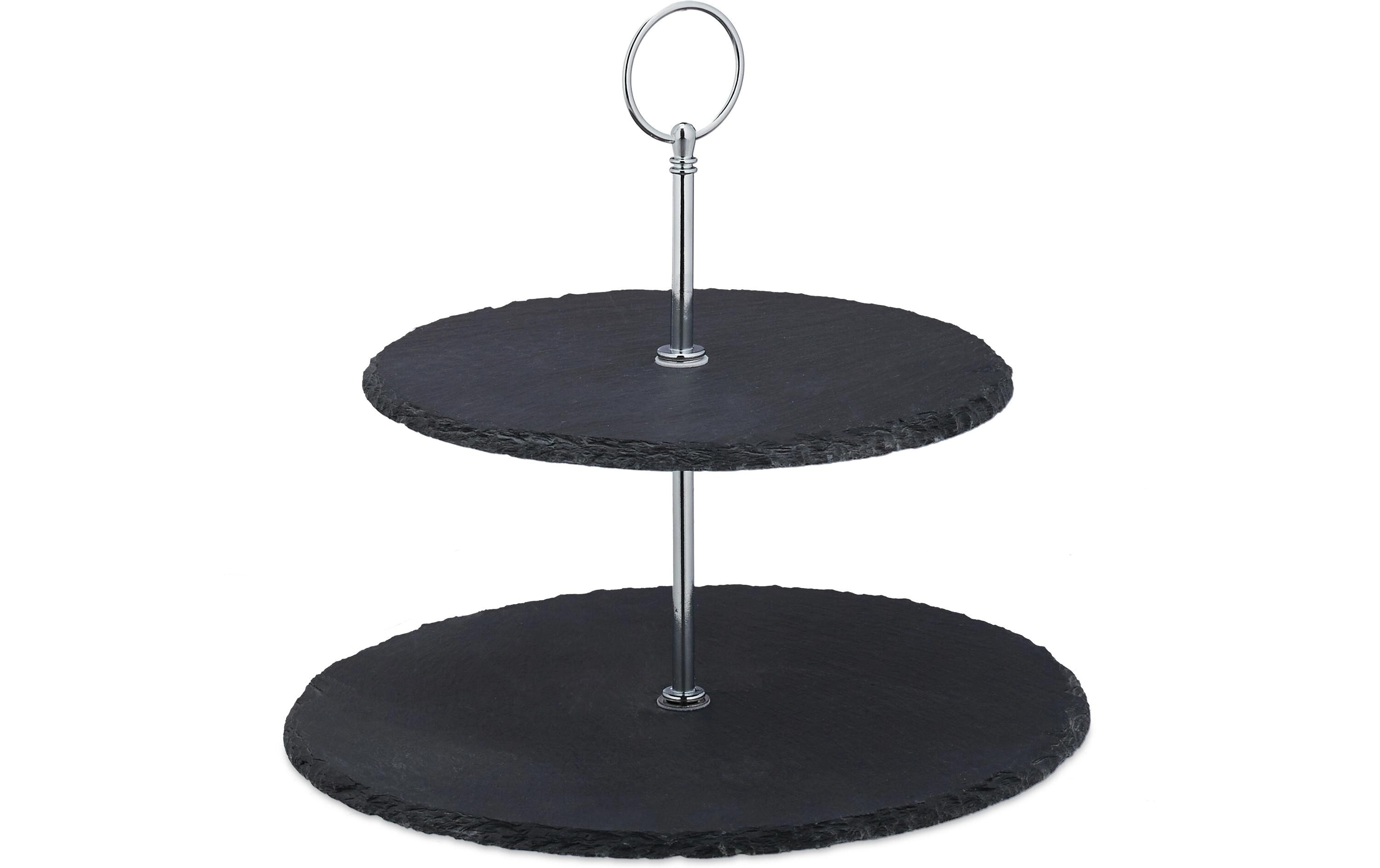 Etagere 2-stufig, Anthrazit/SilberRunde Servieretagere