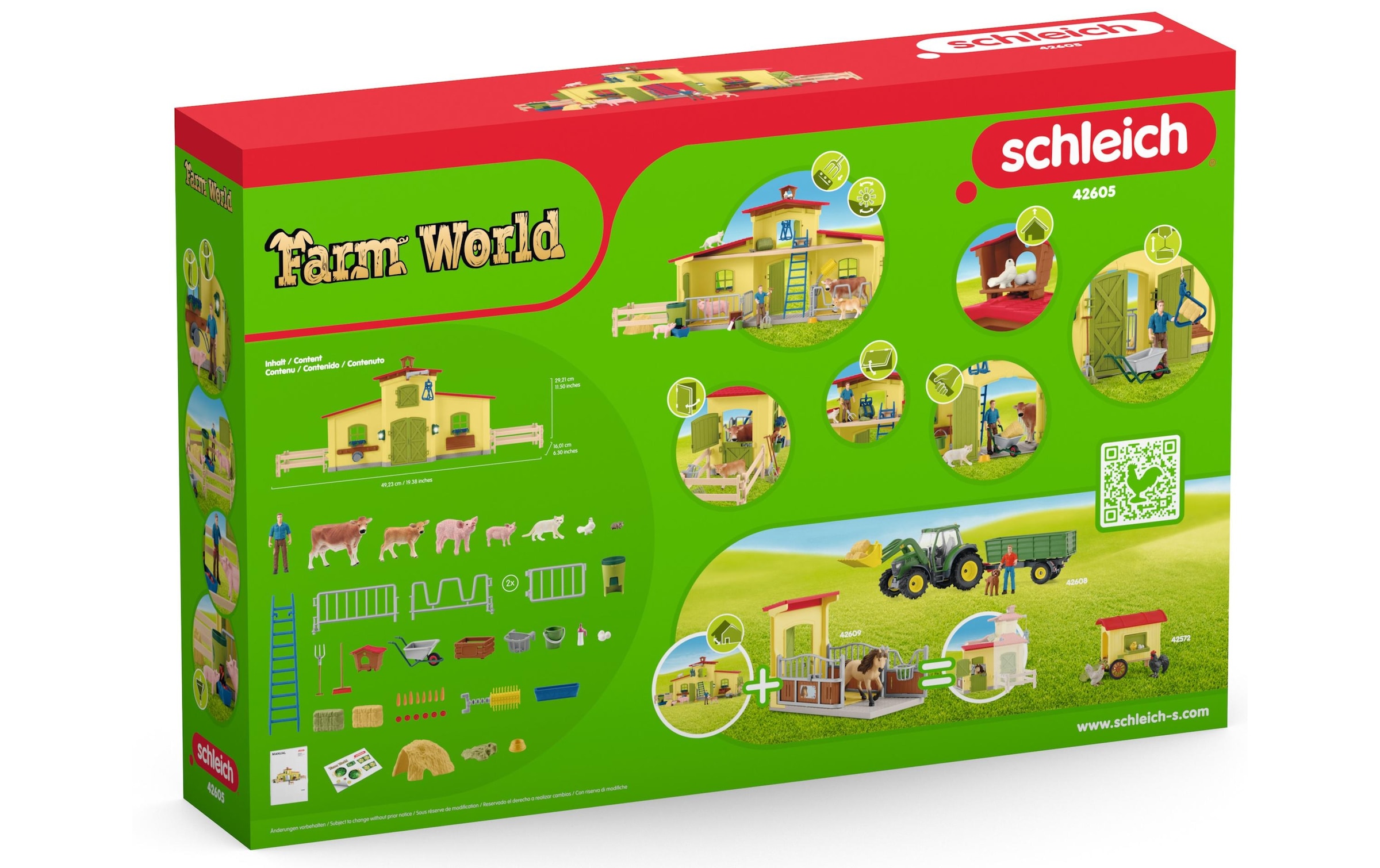Schleich® Spielfigur »Farm World Stall mit Tieren und Zubehör«