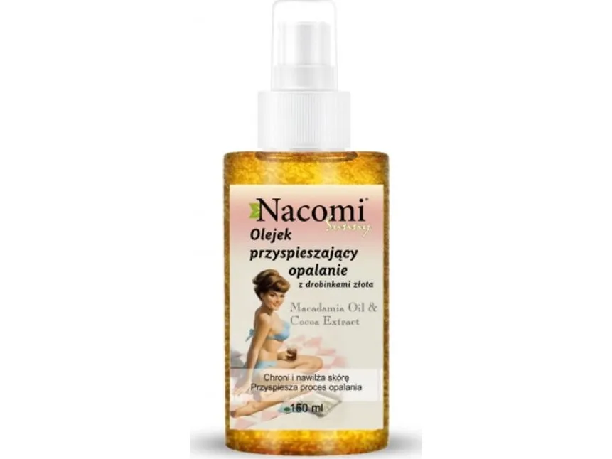 NACOMI TAN ACCELERATING OIL WITH GOLD FLAKES Macadamia Oil and Cocoa Extract 150ML