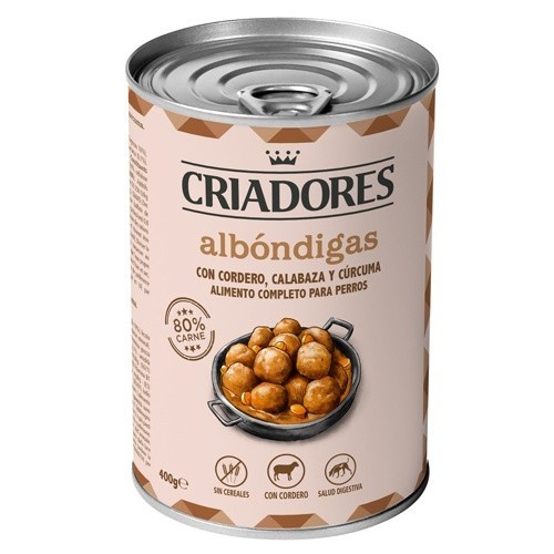 Almôndegas de cordeiro da Breeders em lata para cães
