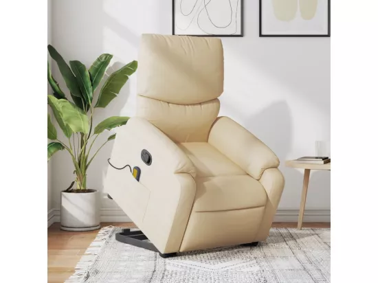 Fauteuil inclinable massant Crème Tissu