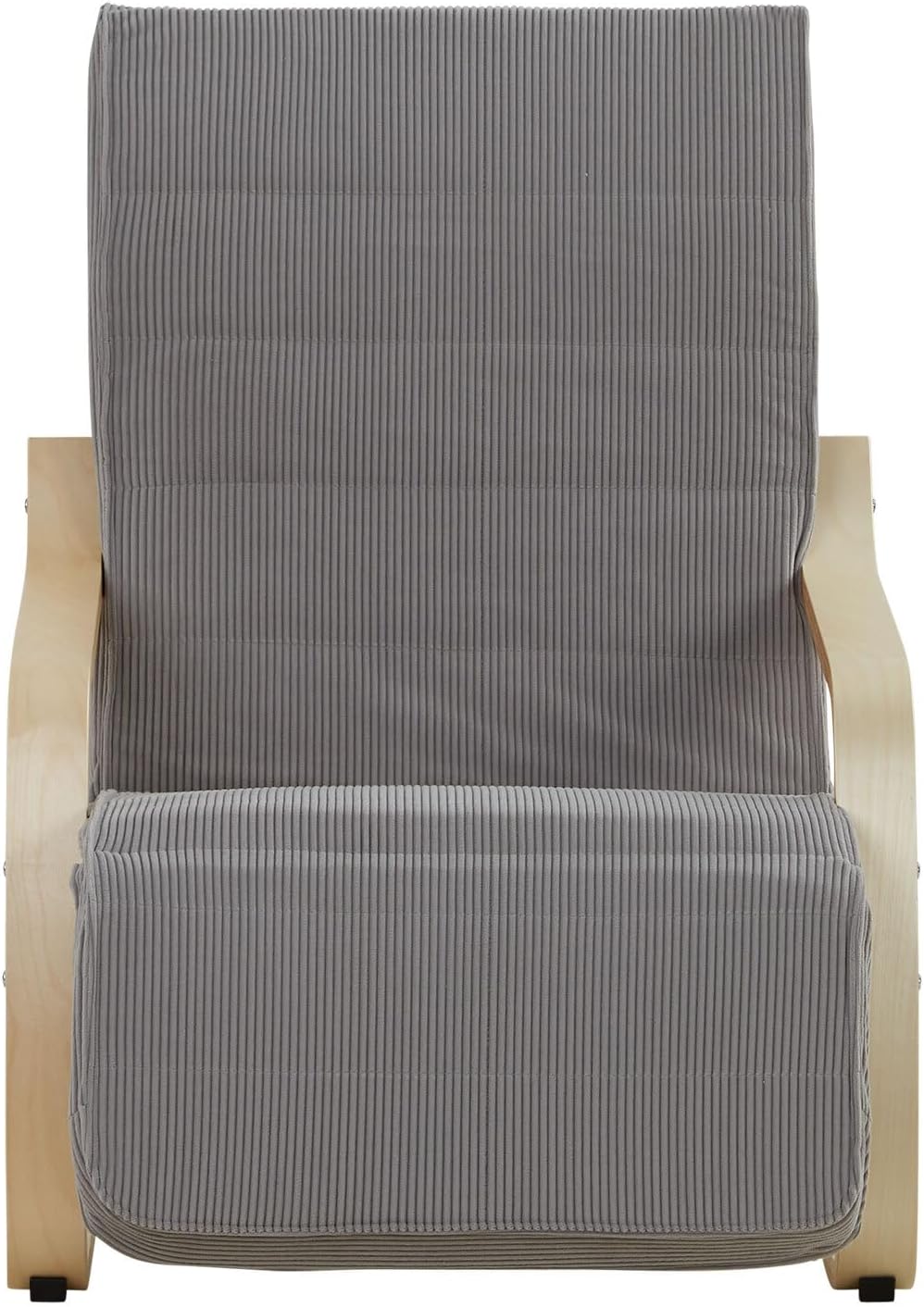 Homestyle4u 2636, Stuhl Relaxsessel mit Liegefunktion Schwingsessel Grau mit Armlehne Relaxstuhl Holz Wohnzimmer