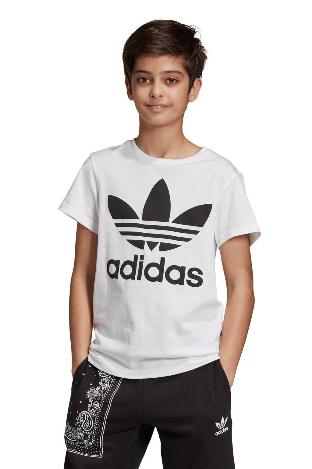 adidas T-shirt Trefoil wit/zwart