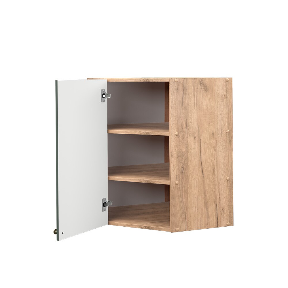 Vicco Eckhängeschrank Küchenschrank Küchenmöbel Fame-Line Eiche Grün-Gold Landhaus 57 cm Küche Einbauküche Eckküche Hängeschrank Drehtür Einlegeboden Küchenzeile