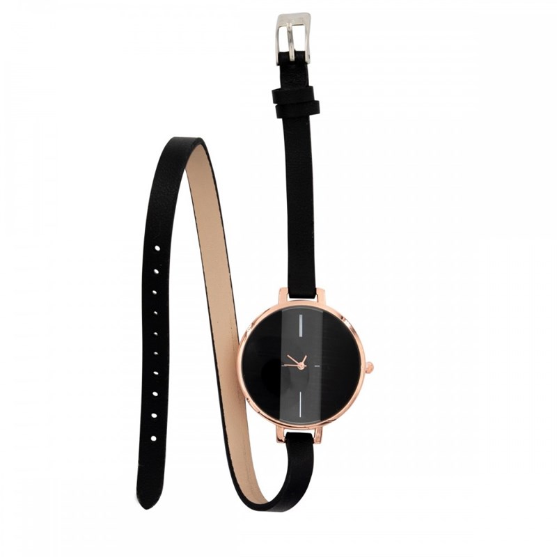 Coffret montre Femme M. JOHN bracelet Cuir Noir