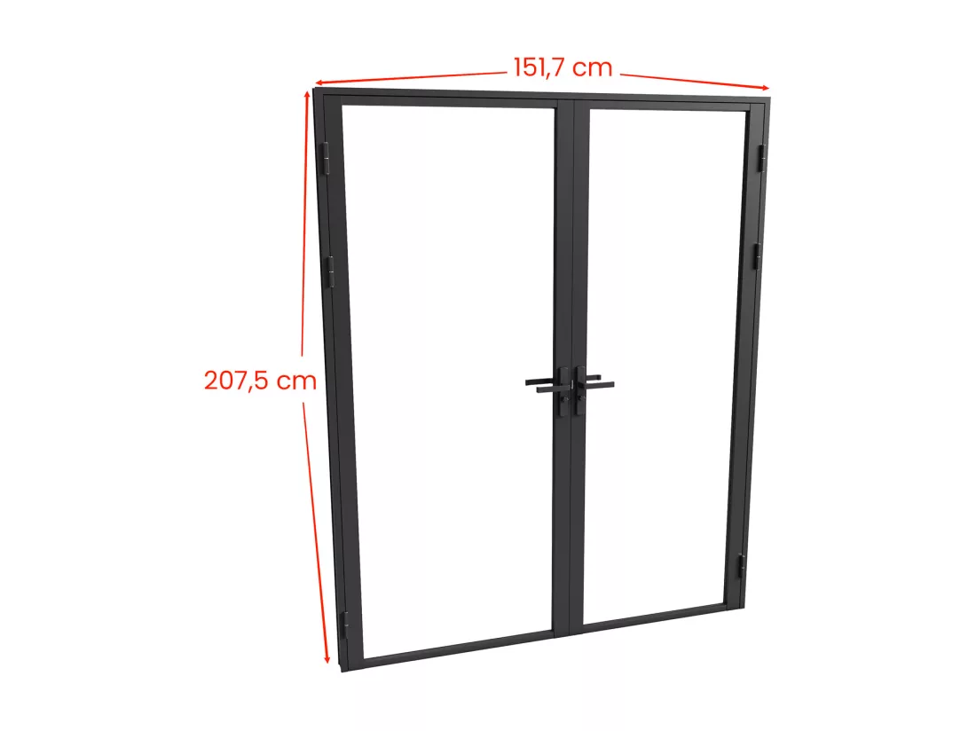 Bloc porte réversible à deux battants en aluminium et verre trempé - 2 x H204 x L73 cm - Noir - LOXTON