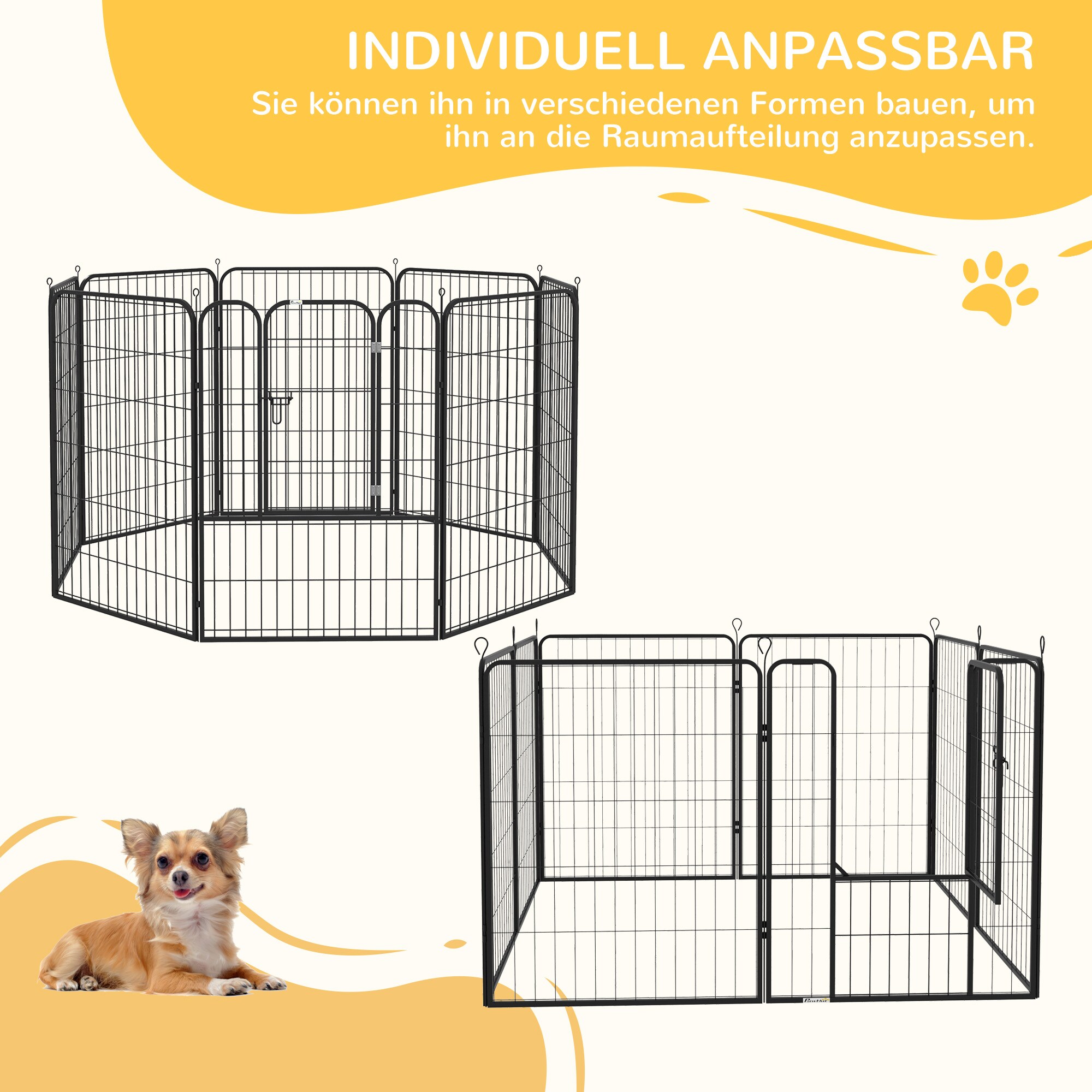 PawHut Laufstall schwarz 79 x 100 Pro Gitterelement (8 insgesamt) (BxH)