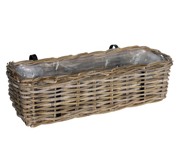 Van der Leeden Rattan-Balkonkorb, rechteckig,