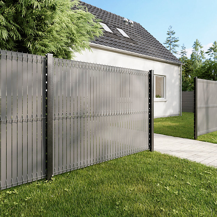 Panneau de clôture grillagée Blooma Louga gris 200 x h.153 cm
