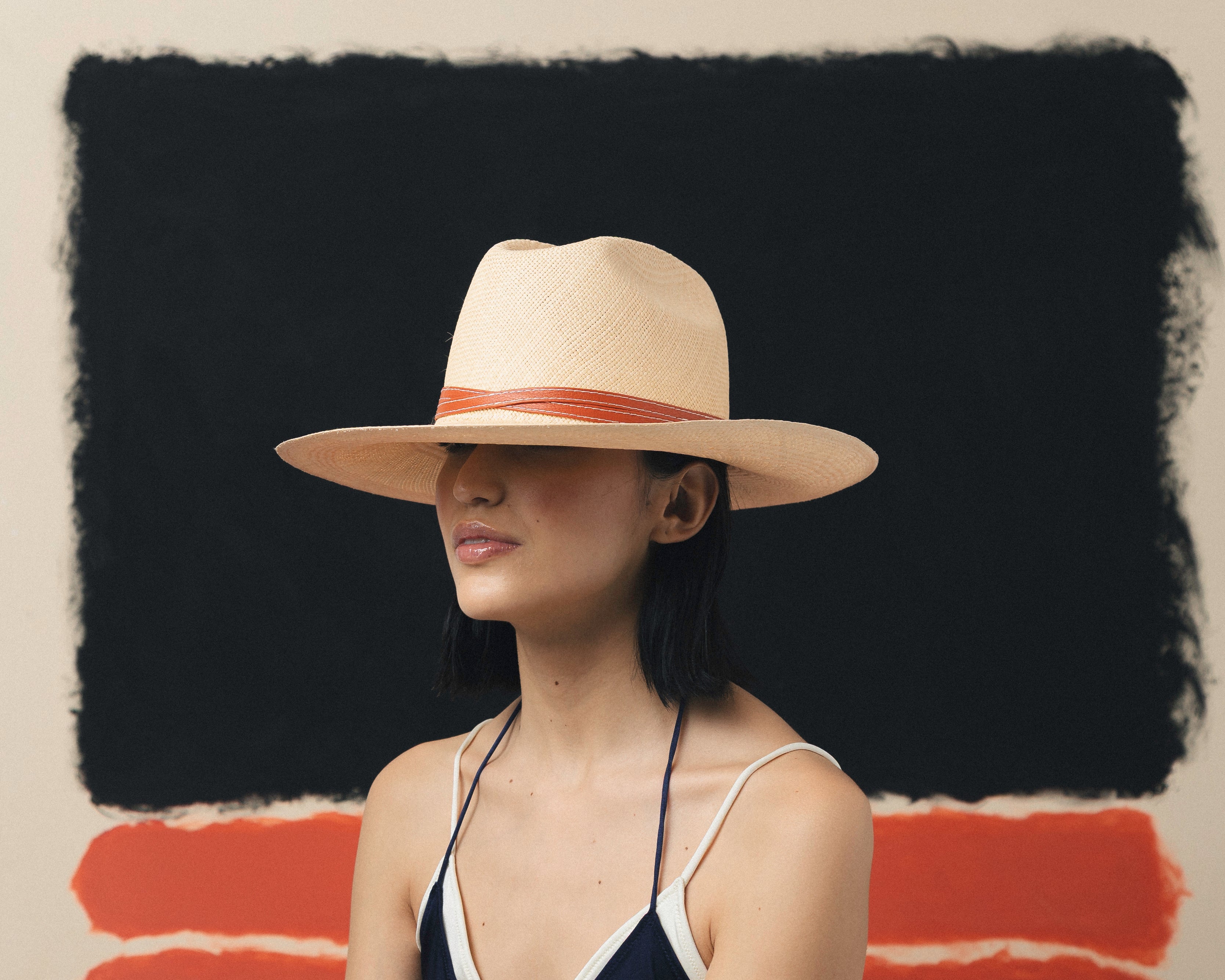 Chapeau à longs bords du Texas avec bandeau en cuir