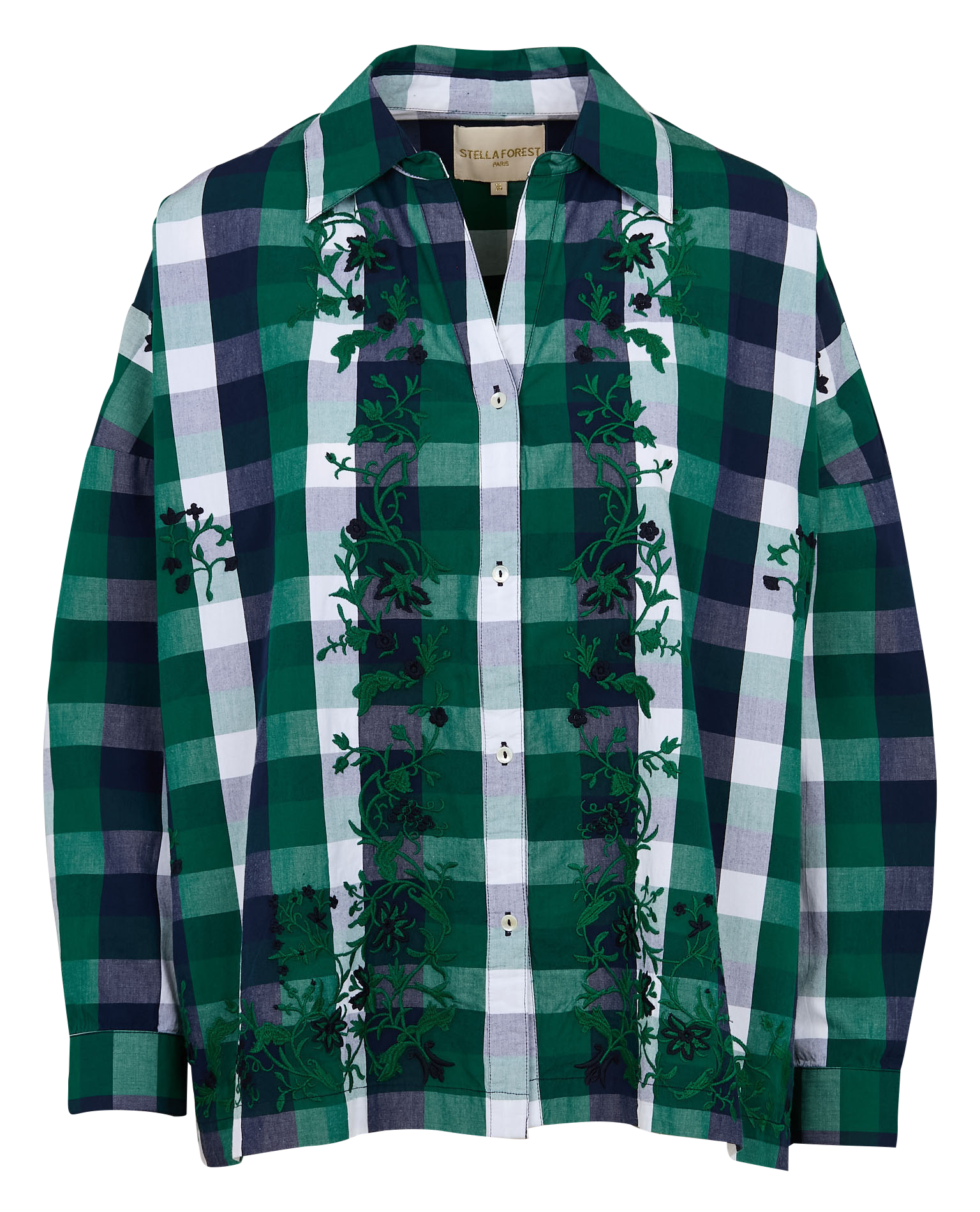 SOLAIA - Chemise oversize col classique en coton | Vert