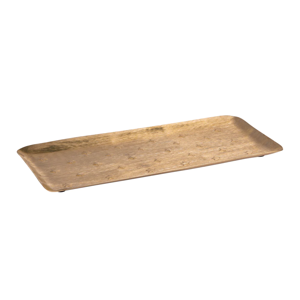 Plateau en métal Féerie or 38x17 cm Table passion