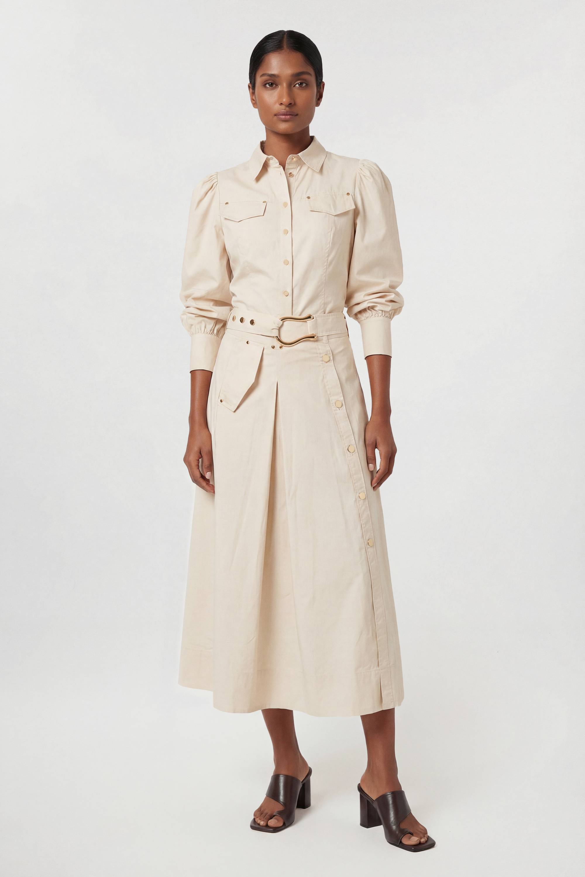 KarenMillen Chemise Tissée En Satin De Coton Avec Détail De Poche