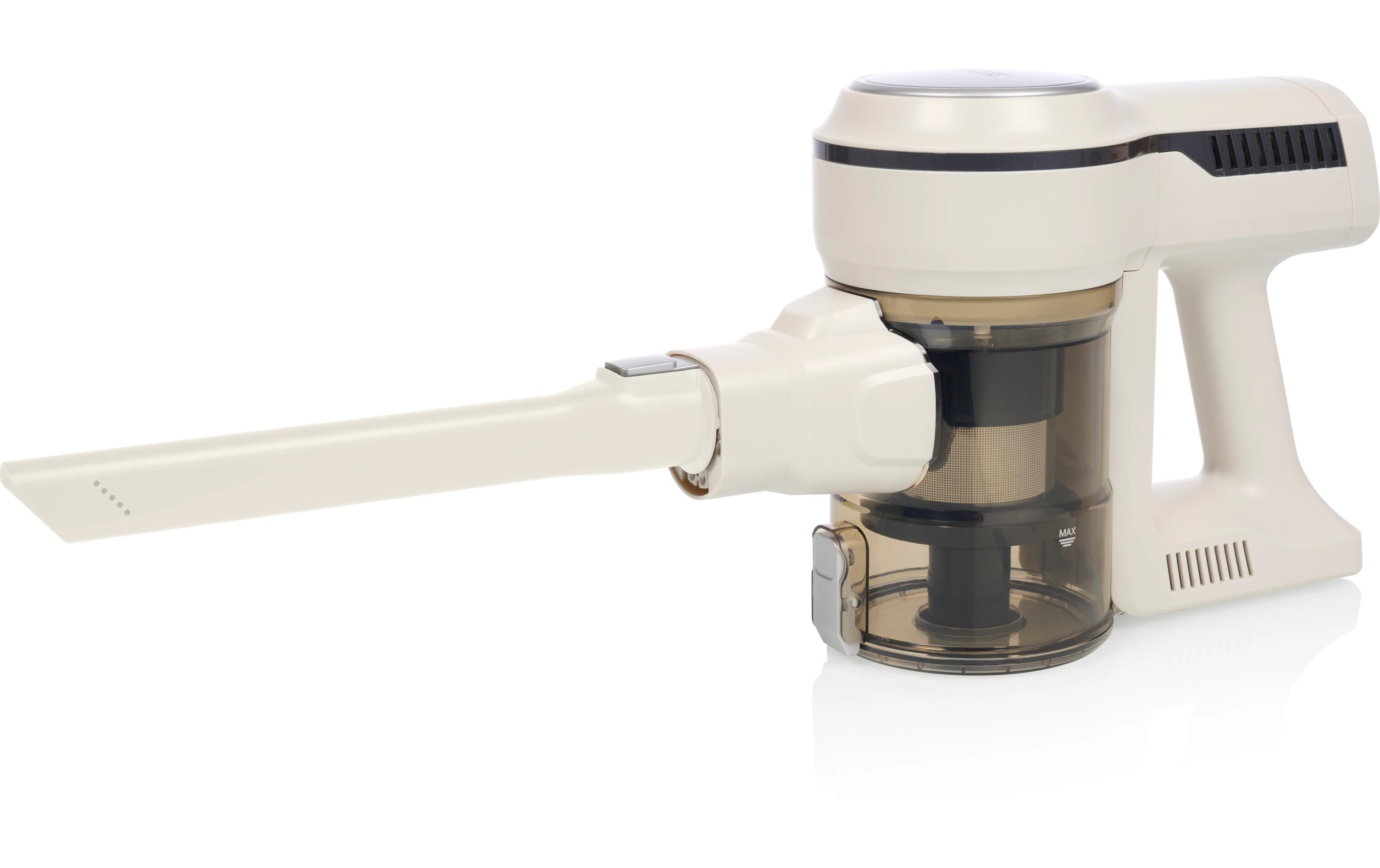 Akku-Hand- und Stielsauger Silber/Weiss<br>Kabelloser Staubsauger mit 3 Geschwindigkeitsstufen