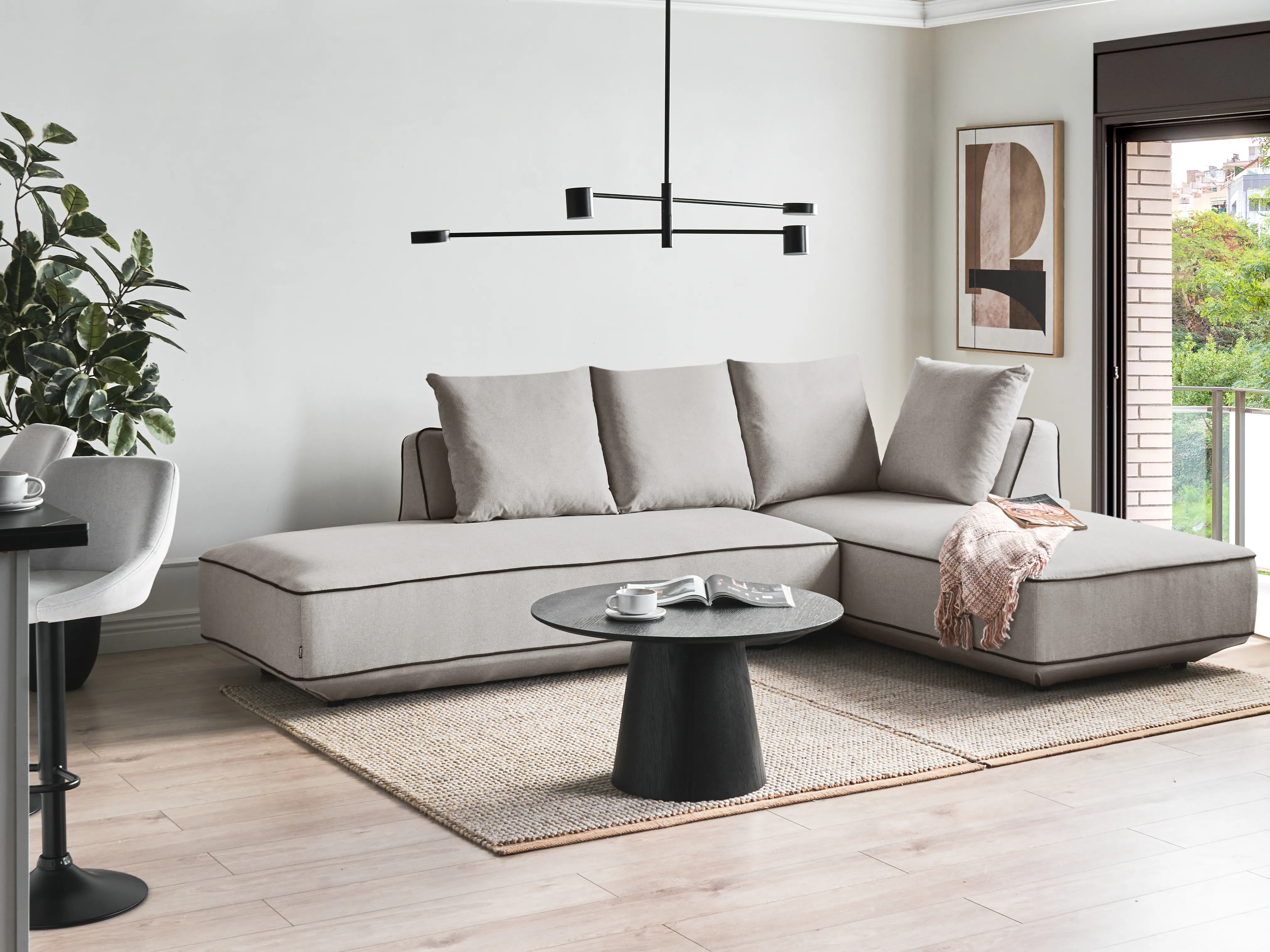 Chaise longue SEILLANS Stof Lichtgrijs