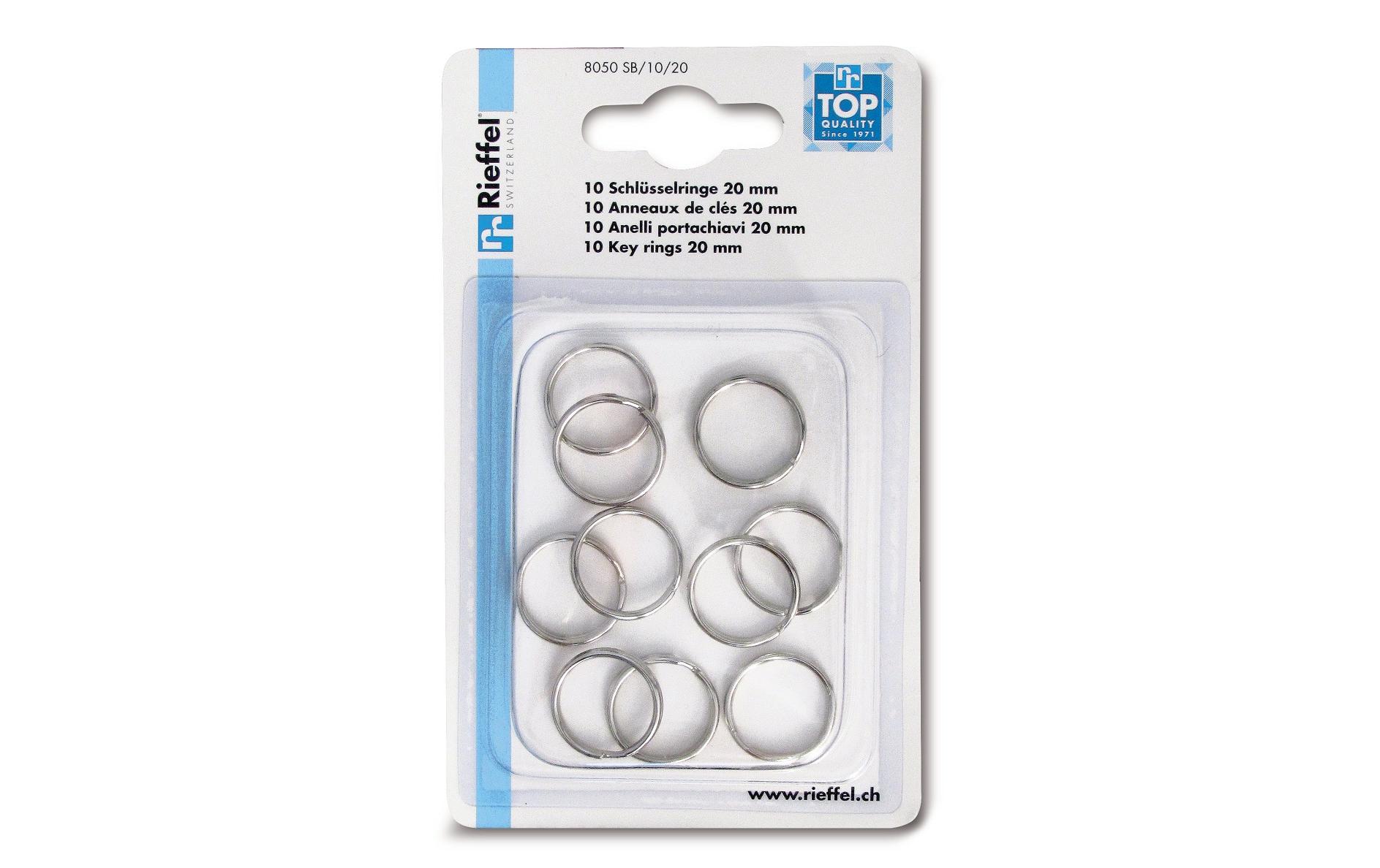 Schlüsselring 20 mm, 10 Stück, SilberRinge für Ihren Schlüsselbund