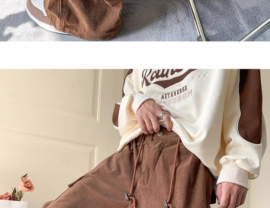 emeisa - Corduroy broek met hoge taille en wijde pijpen