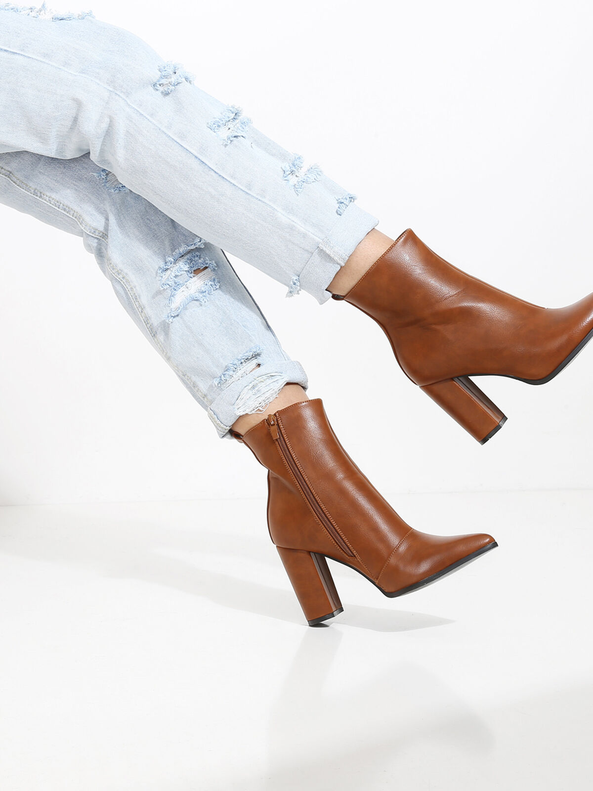 Bottines à talon- Camel