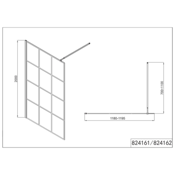 Allibert inloopdouche Loft Game 120x200cm Zwart - Vierkant