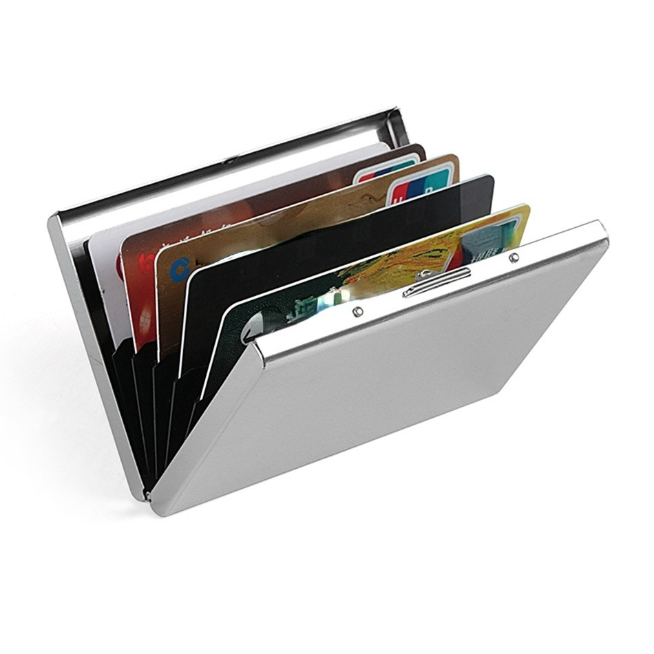Mini Kreditkarten Alu Etui Antimagnetische Geldbörse mit 6 Fächern (RFID Schutz) - Blau