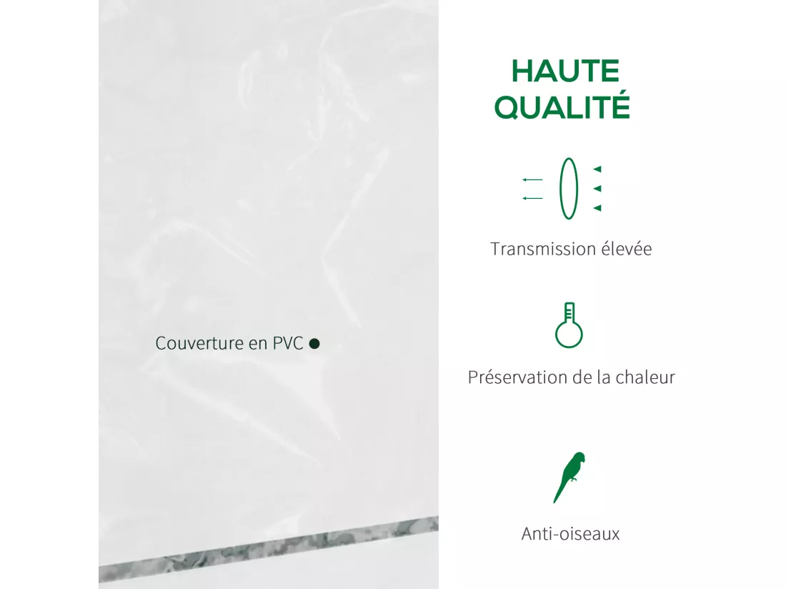 Serre de jardin balcon terrasse 8 étagères dim. 143L x 73l x 195H cm acier PVC imperméable anti-UV transparent vert