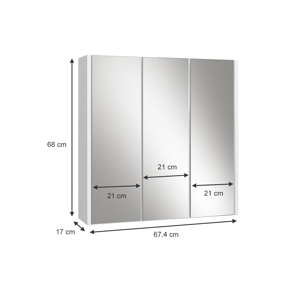 Vicco Spiegelschrank Badspiegel Wandspiegel Majest Weiß Hochglanz modern 67x68 cm Badezimmer Schrank Badschrank Badezimmermöbel Badmöbel Tür