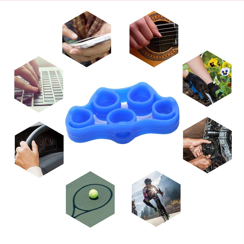 (2er Set) Gummi Fitness Finger Übungsbänder Handmuskeltrainer / Handtrainer / Fingertrainer (Ideal für Gitarre / Klettern) - Blau