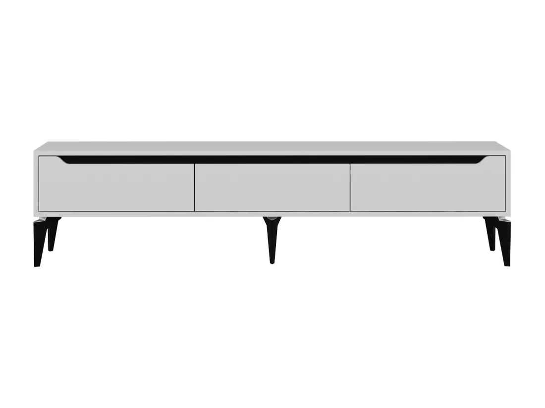 Meuble TV avec 3 portes - Blanc - MINALYA