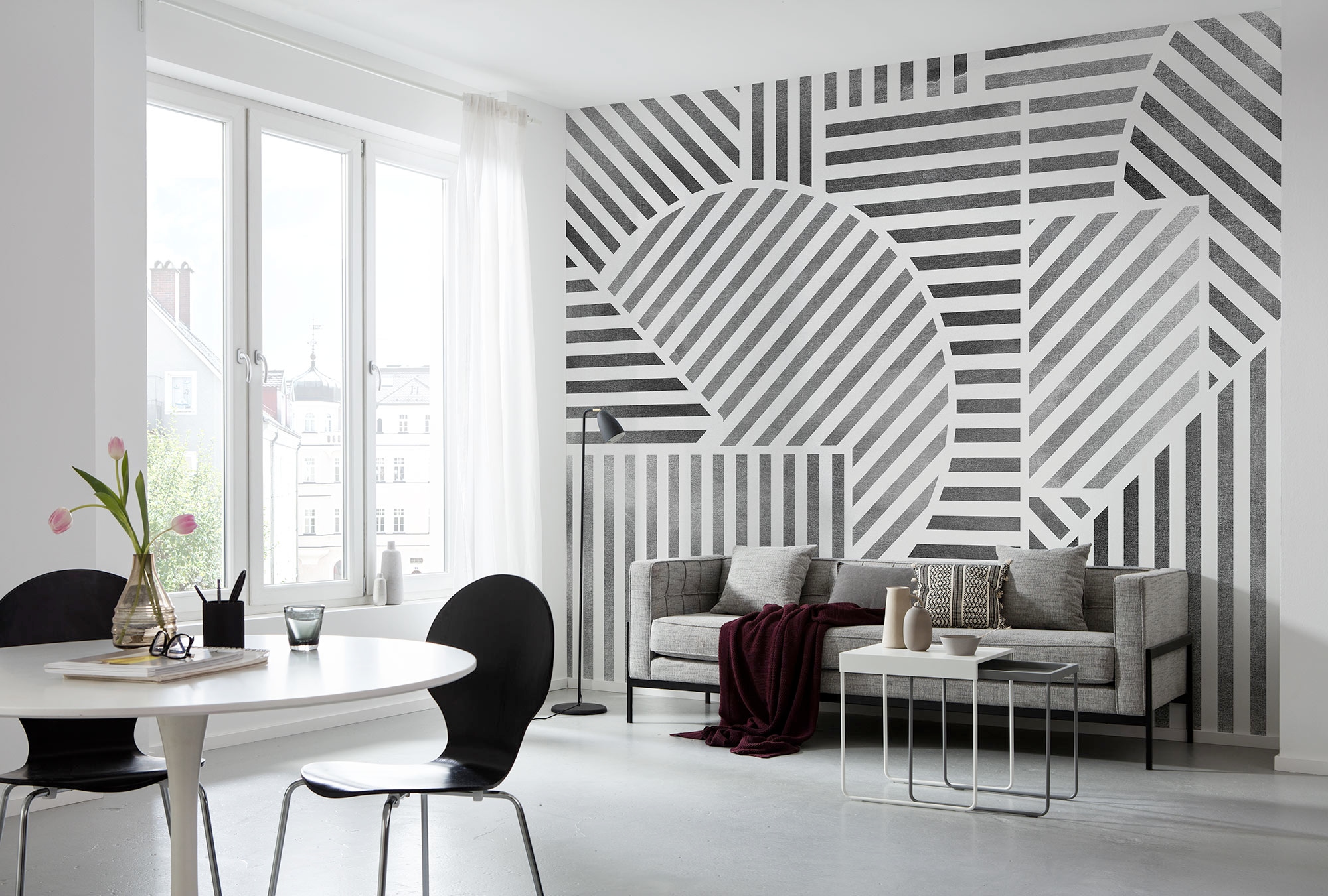 Komar Fototapete »Komar Vlies Fototapete - Jeux de Lignes - Grösse 300 x 250 cm« bedruckt glatt