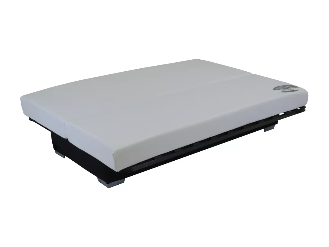Canapé convertible clic-clac en microfibre TULSA avec matelas BULTEX - Gris et noir