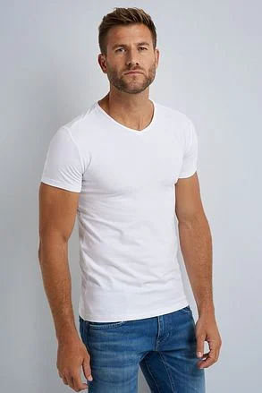 PME Legend Basic T-shirt 2-Pack V-Hals Wit PUW00230 kopen