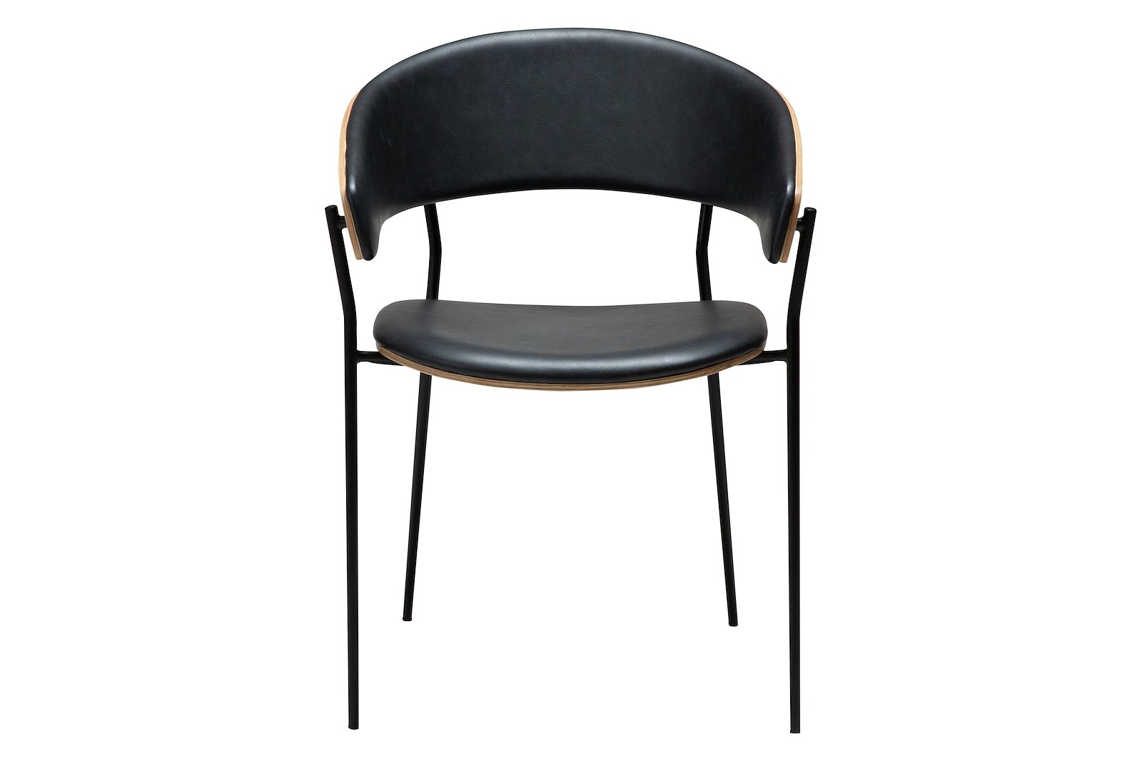 Crib spisestol Med arm. PU Raven black med hvitvasket eikefinér rygg og sorte ben
