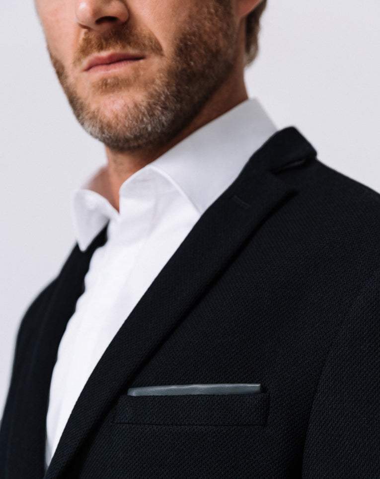 Veste en tissu armuré bleu navy 