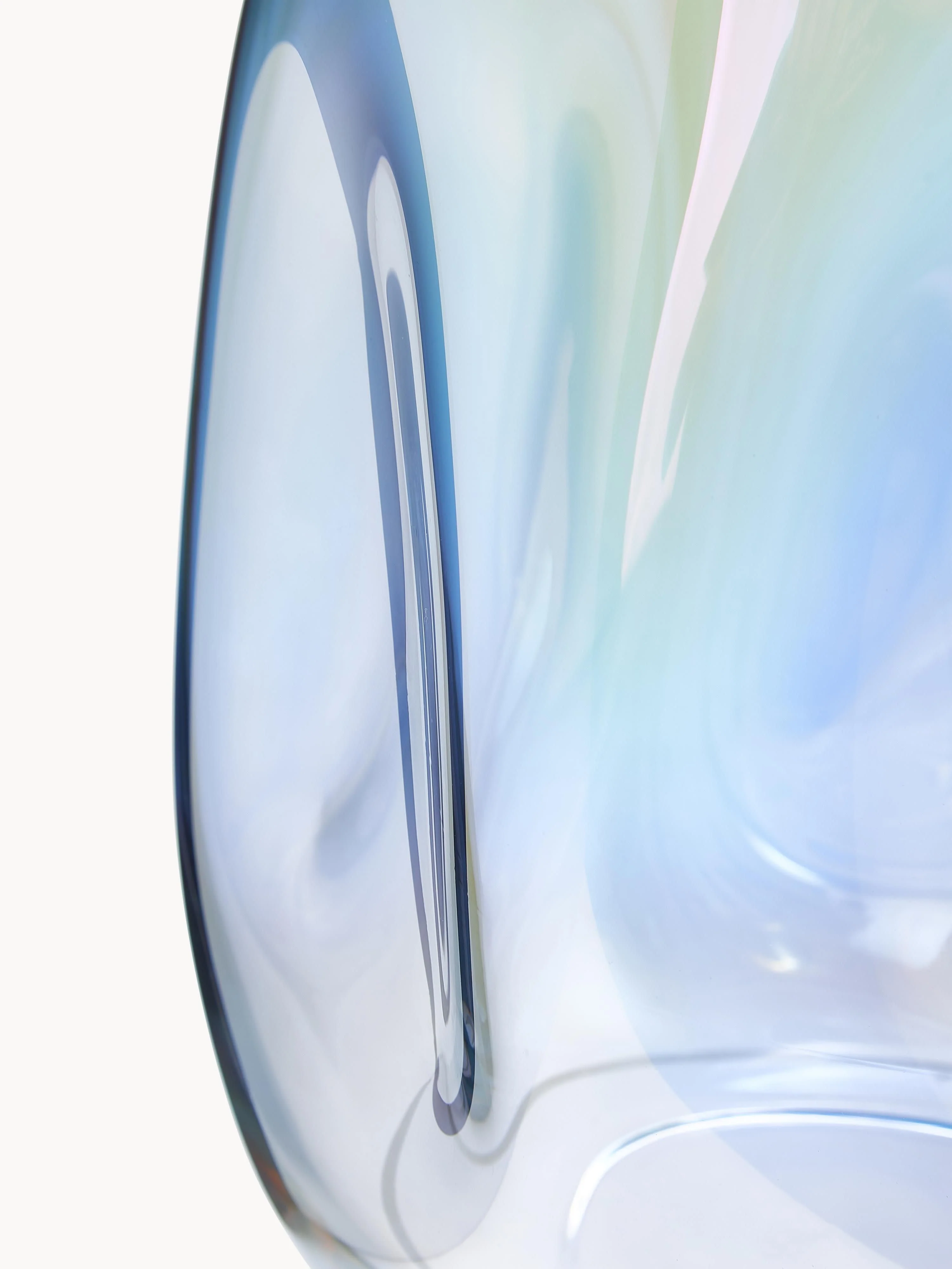 Grote mondgeblazen glazen vaas Rainbow, H 35 cm