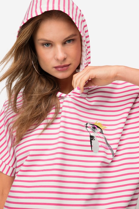 Hoodie, Sweater, Ringel, Robbe, Kapuze Halbarm