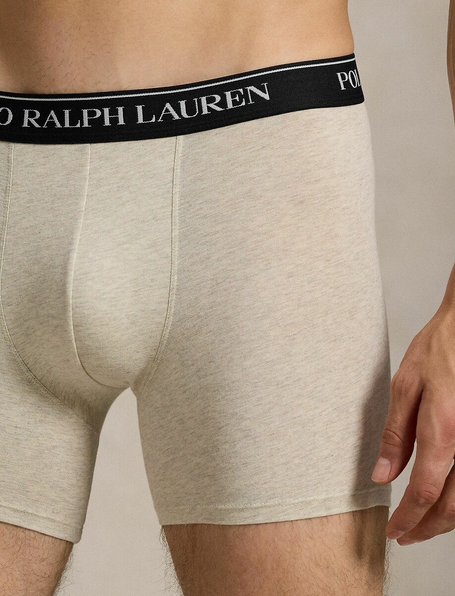 POLO RALPH LAUREN<br>Conjunto de 3 cuecas boxer longas e lisas