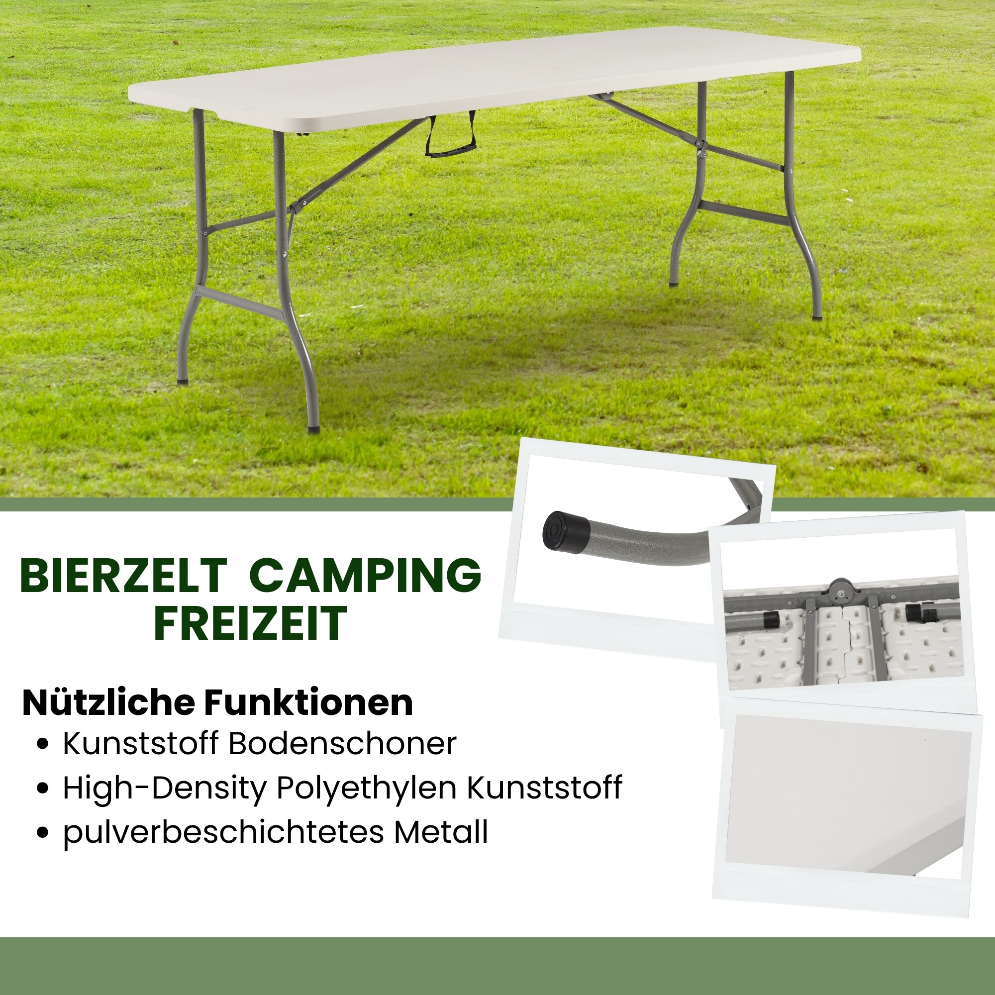 Albatros Buffettisch Klapptisch weiß – robuste Konstruktion klappbar und hohe Tragkraft –für bis zu 10 Personen – für Bierzelt mit Tragegriff