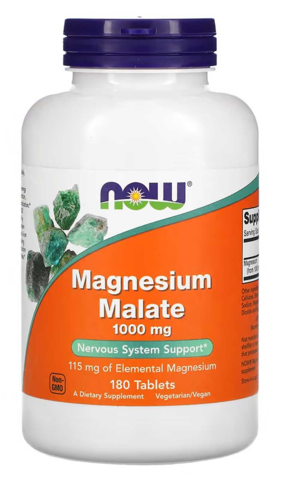 NOW Foods Malato de Magnésio 1000 mg 180 Comprimidos