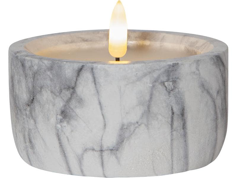 Star Trading LED-Kerze Pillar Flamme Marble Ø 10 x 7.5 cm, LED Kerze mit tanzender Flamme