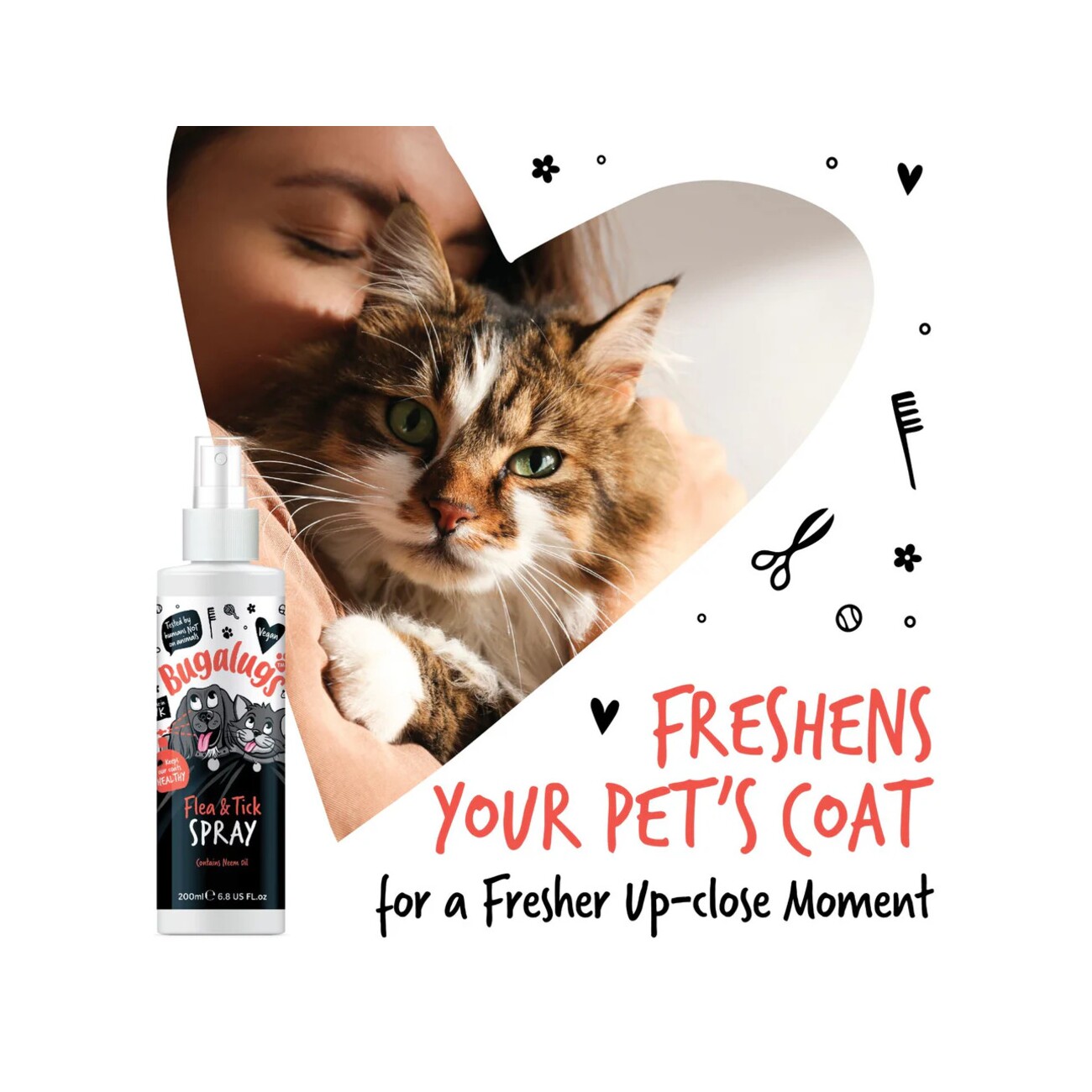 Bugalugs Floh- und Zeckenspray für Hunde & Katzen mit Neemöl 200 ml
