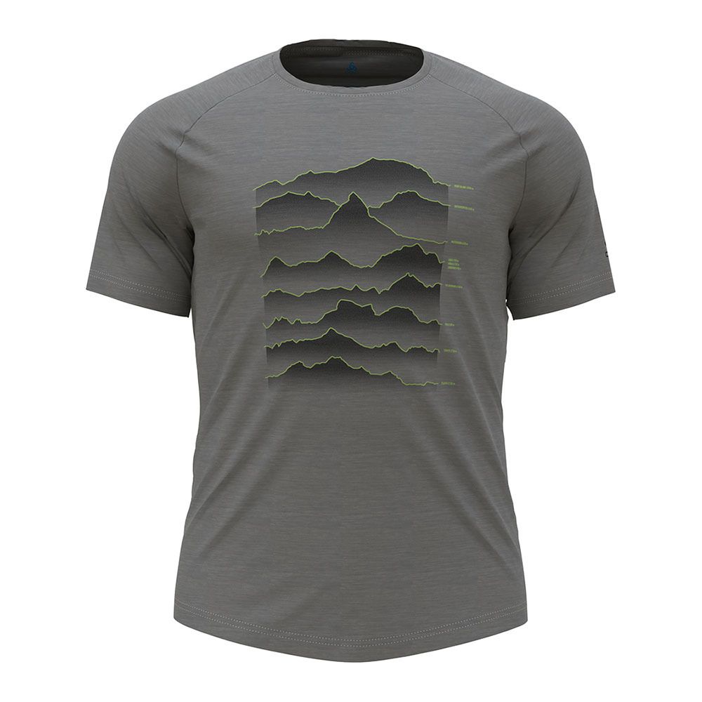Odlo ASCENT PW 130 SWISS PEAKS - Tee-shirt Homme grey melange - sharp green