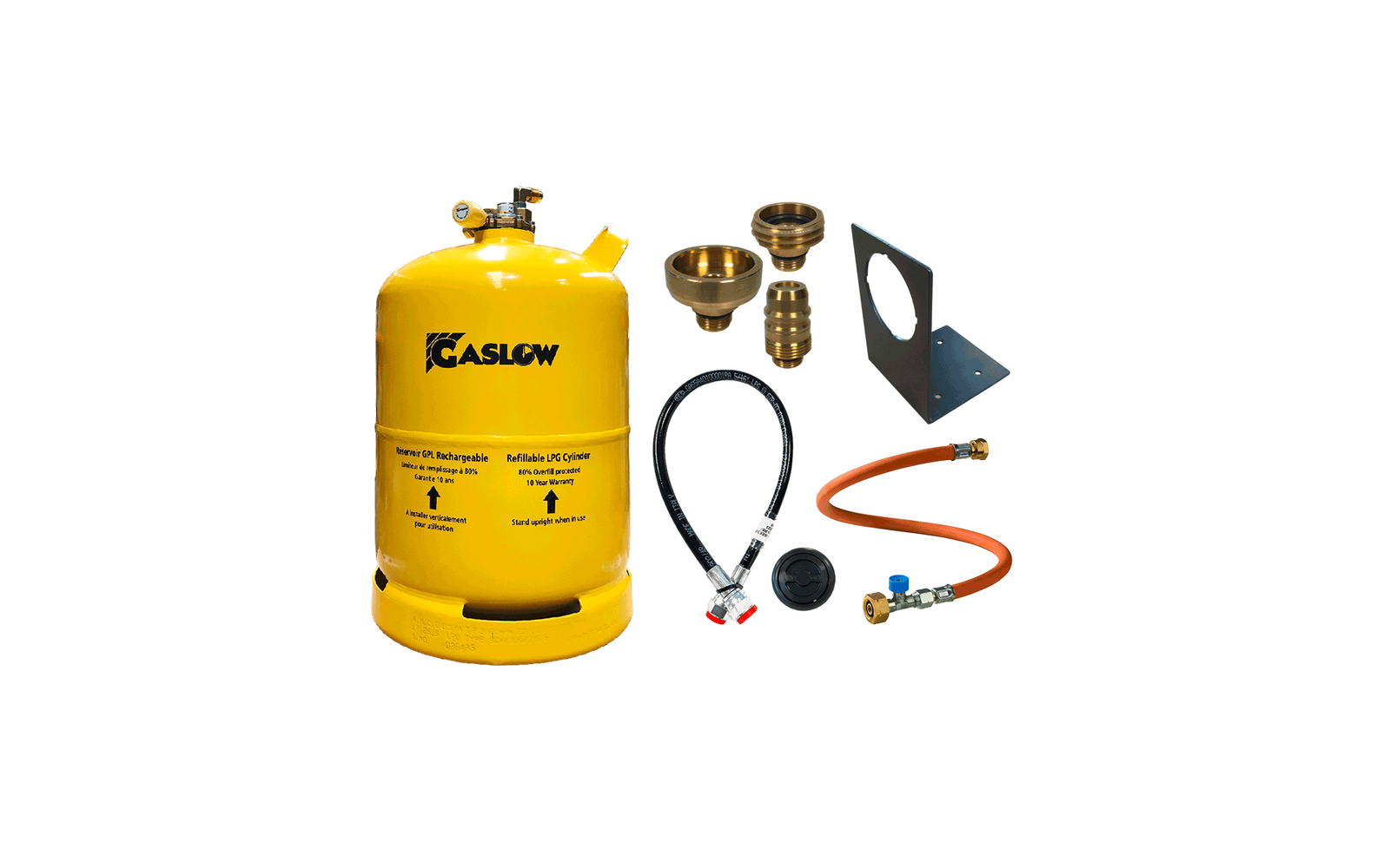 Gaslow LPG Zylinder-Kit mit Einfüllstutzen und Stutzenhalterung 2,7 kg