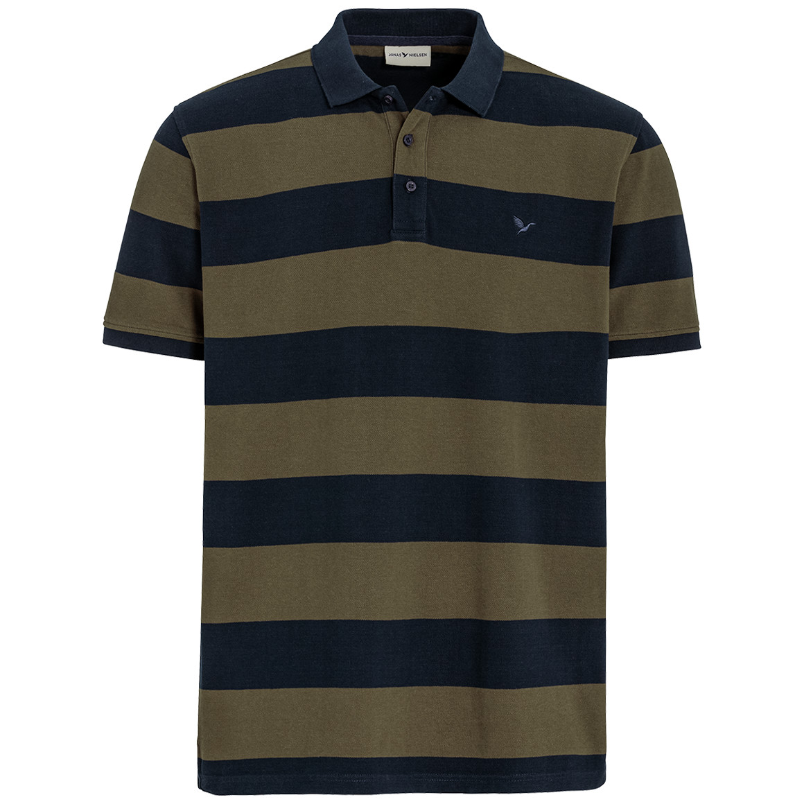 Jonas Nielsen Herren Poloshirt mit Streifen oliv / dunkelblau