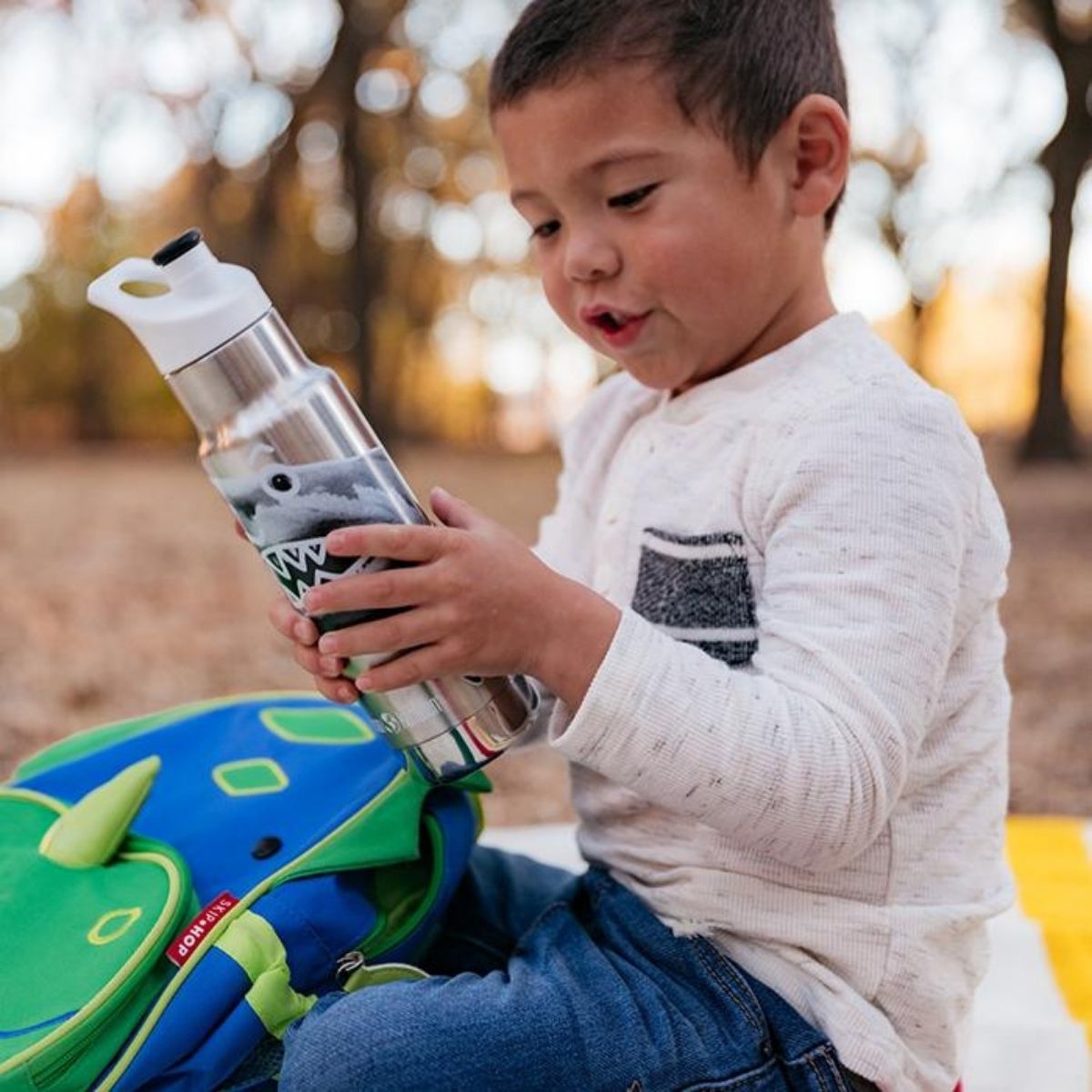 Garrafa Infantil Klean Kanteen Insulated Kid Classic de 355ml com Tampa Esportiva